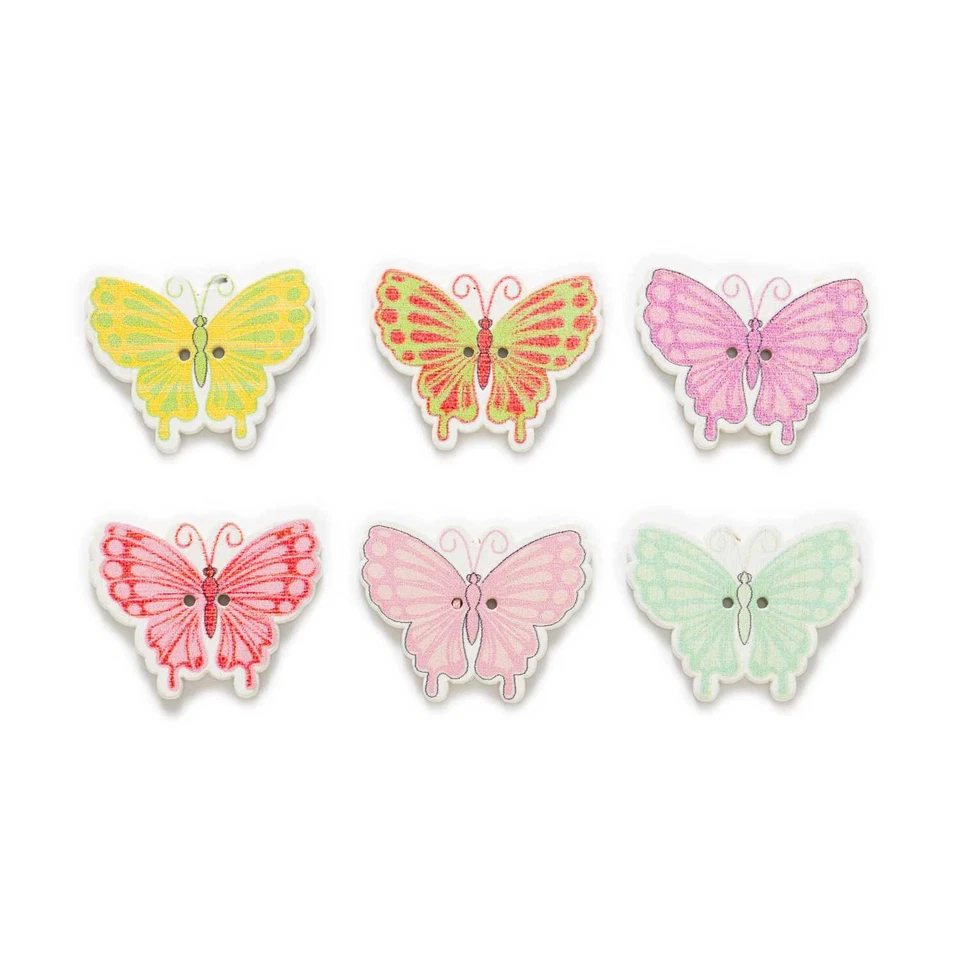 30pcs Butterfly Wood Buttons for Sewing Scrapbooking Cloth Handmade Crafts Decor - Image 3 of 4