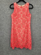 Eliza J Dress Womens 4 Shift Knee Length Illusion Lined Sleeveless Lace Pink