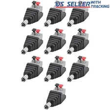10pcs Male 5.5mm x 2.1mm DC Power Plug Screwless Quick Connect for LED 12V 24V