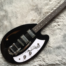 Custom Electric Guitar In Black Hollow Body HH Pickups Chrome Hardware Guitar