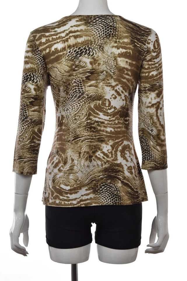 Blusa informal de punto con estampado de animales Three Dots para mujer talla L marrón blanco Foto 2 de 4