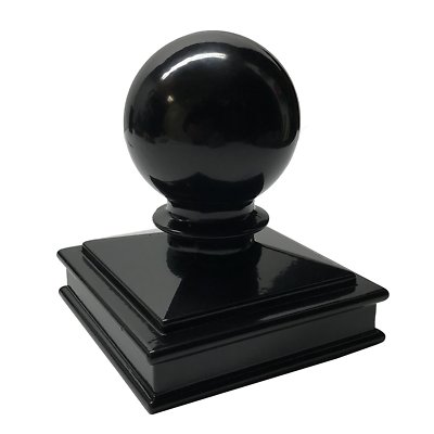3'' x 3'' Decorex Hardware Aluminium Ball Top Post Cap for Metal Posts - Black
