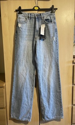 Stradivarius Straight Fit Jeans UK 8 EU 36 helle Waschung blau weites Bein neu mit Etikett