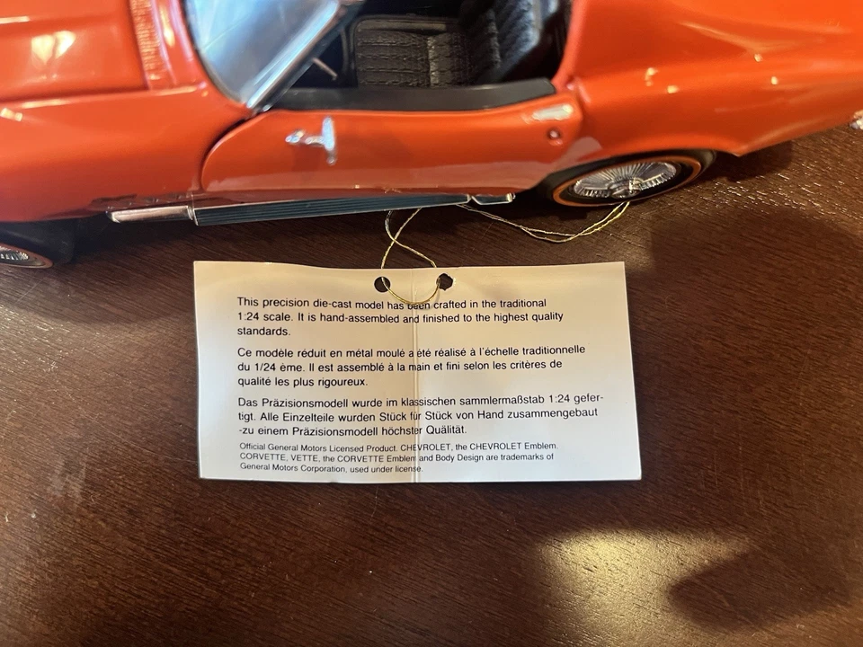 1/24 Franklin Mint 1969 Chevrolet Corvette Stingray 427 Orange B11VB57 - Image 2 of 4