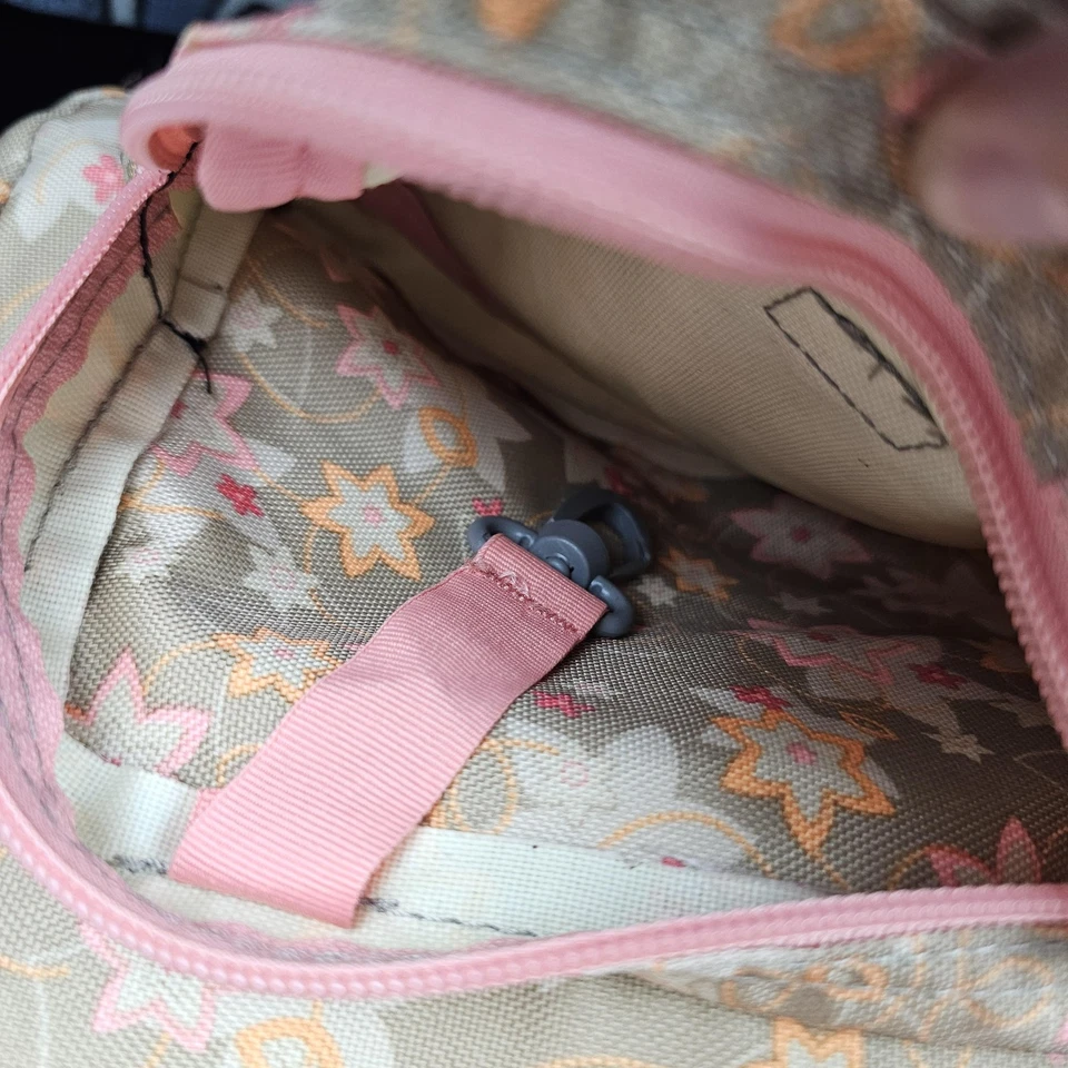 Mini mochila JanSport vintage floral rosa tostado pequeña mochila de viaje escolar Y2K Foto 2 de 4