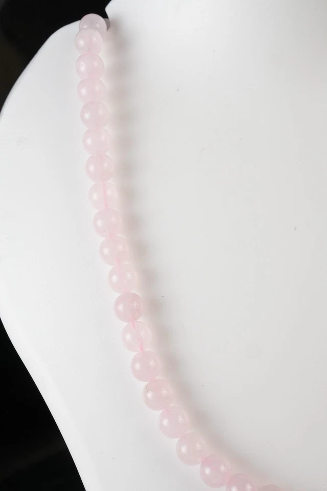Friendship A++ Rose Quartz Smooth Round Gemstone Beads Unisex Long Necklace 32'' - Image 4 of 4