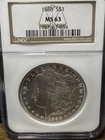 NGC MS 63 1886 Morgan One Dollar S$1 Silver Coin