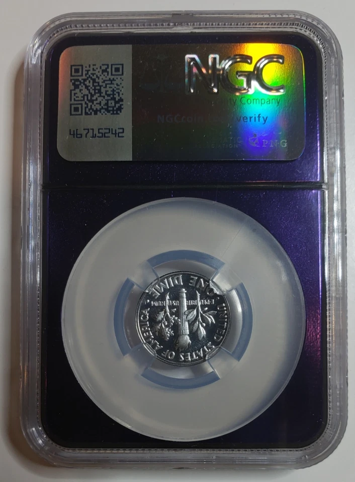 1957 10C Roosevelt Dime - PF68 NGC PURPLE CORE - Image 2 of 2