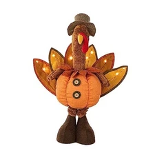 Glitzhome Thanksgiving Porch Decor Fabric Turkey Decorative Signage Standing 