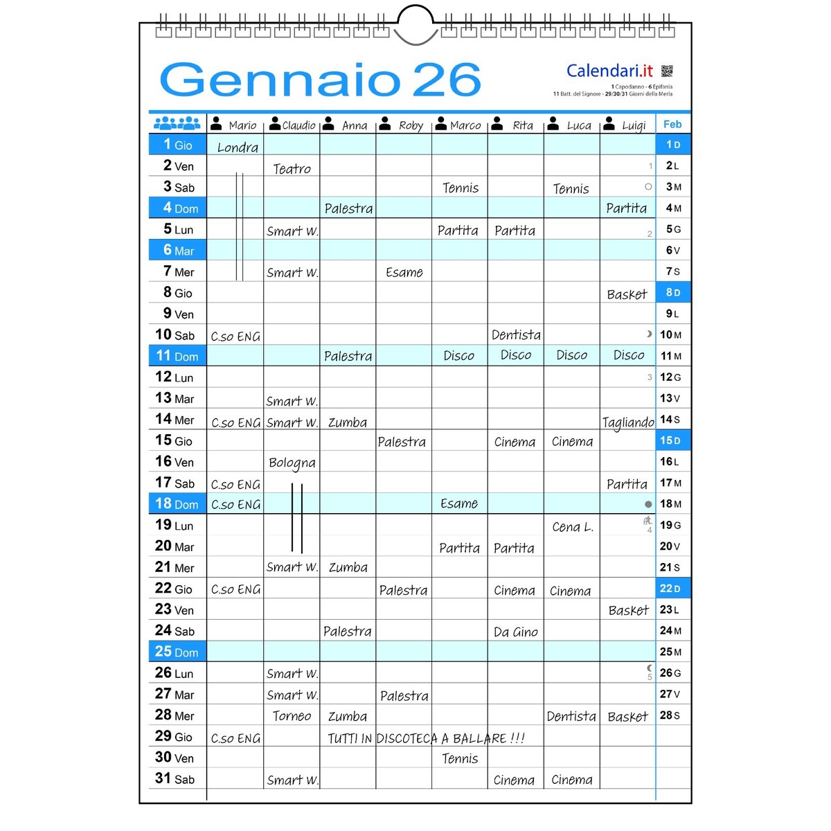 Calendario Da Parete 2025 XXL - Formato 74.2x52.5 Cm, Organizzatore Annuale, Blu - Foto 4