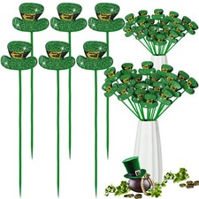 24 Pcs St. Patrick's Day Glitter Picks Shamrock Leprechaun Hat Picks St Patri...