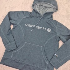 Carhartt Force Womens Hoodie Small S 4-6 Teal Blue Heathered Sweatshirt Pullover
