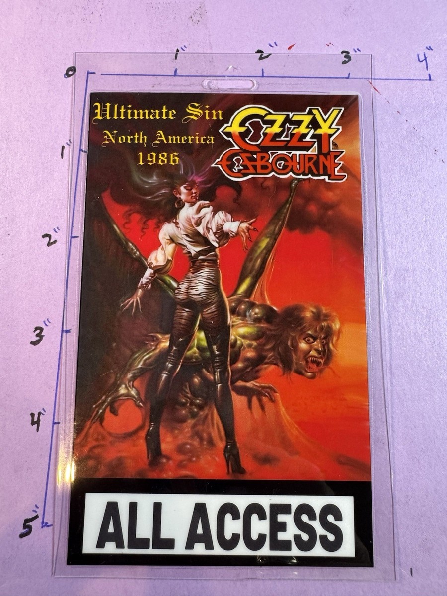 Ozzy Osbourne Commemorative Ultimate Sin Tour 1986 All Access Pass