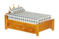 Puppenhaus KapitäNs Einzelbett Miniatur Walnuss Nautisch Schlafzimmer MöBel
