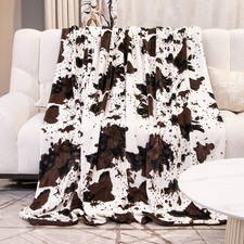 Twin Size Blanket for Bed 60" x 80" 150 x 200 cm , Black Cow