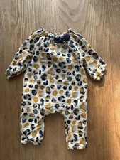 Mudpie, Blue & Gold Leopard Print One Piece, 0-3 Months