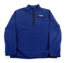 Vineyard Vines Men's Harbor Fleece 1/4 Snap Mock Neck Navy Blue Pullover Large