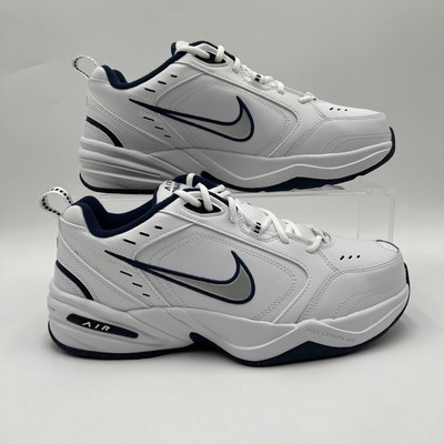 Mens Size 10 Nike Air Monarch IV (4E) White Navy Silver Casual 416355 102 NEW