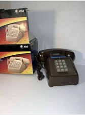 Vintage AT T Traditional 100 Brown Push Button Corded Landline Desk Phone  Cord