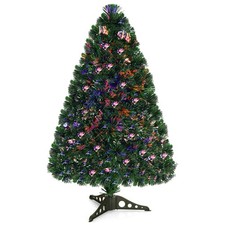 3Ft Pre-Lit Fiber Optic Artificial PVC Christmas Tree Tabletop w/ Plastic Stand