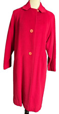 Womens Vtg 100 Cashmere Mod Coat Full Length Luscious Dark Raspberry