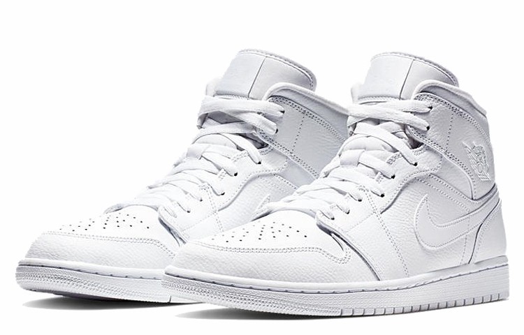 Size 12 - Air Jordan 1 2019 Mid Triple White for sale online | eBay
