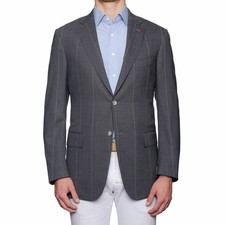 ISAIA Napoli "Base S" Gray Striped Wool Sport Coat Jacket EU 54 NEW US 44