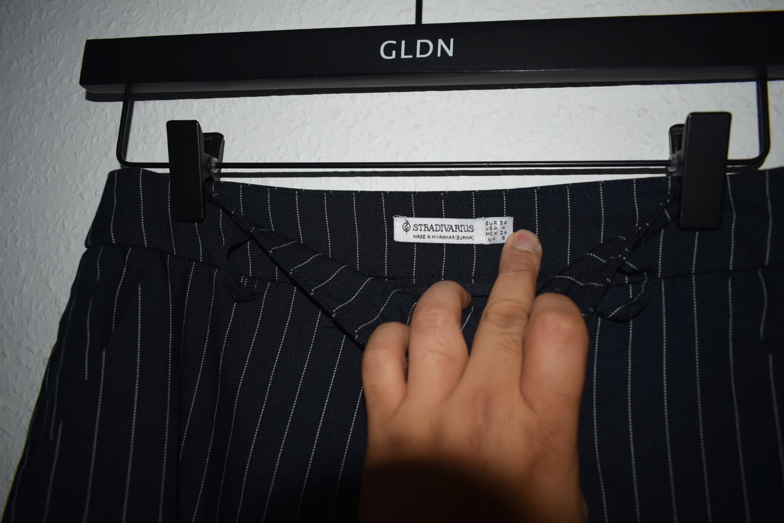 Stradivarius Pinstripe Cargo Pants - Navy/Black image 8