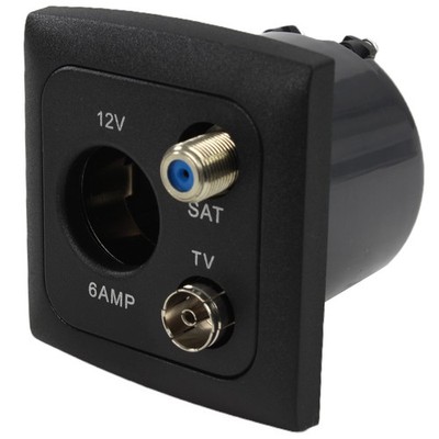 C-Line Presto Inprojal CBE 12 Volt Steckdose Sat TV + Rahmen + Isodose schwarz