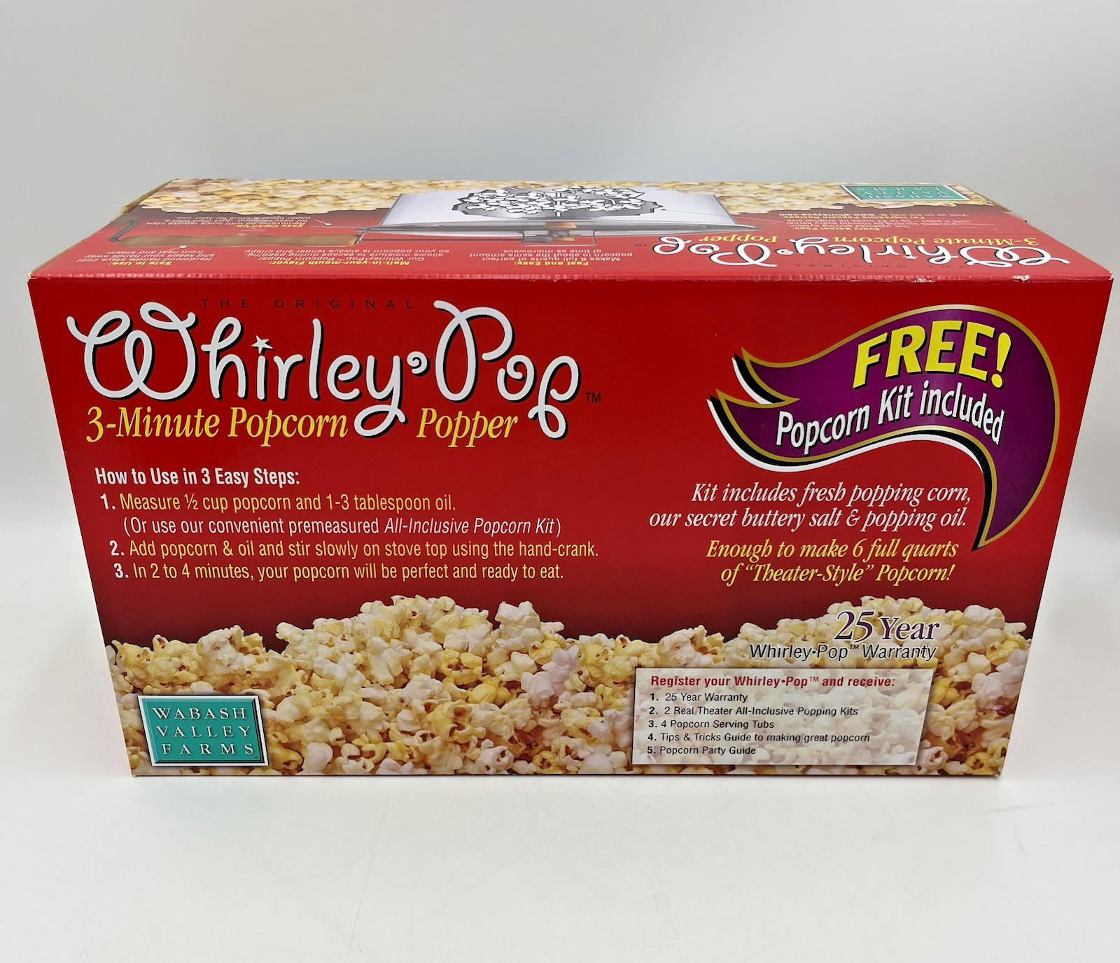 Whirley Pop 3 minute Popcorn Popper Theater Style Popcorn Stove Top 6 qt NEW!