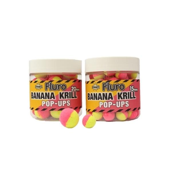 Dynamite Baits Krill & Banana Fluro 15mm Two Tone Pop Ups