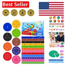 134 Pcs Magnetic Fraction Tiles  Circles - Engaging Math Manipulatives for Kids