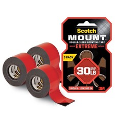 3 Rolls Scotch-Mount Extreme Double-Sided Mounting Tape, Indoor and Outdoor Use