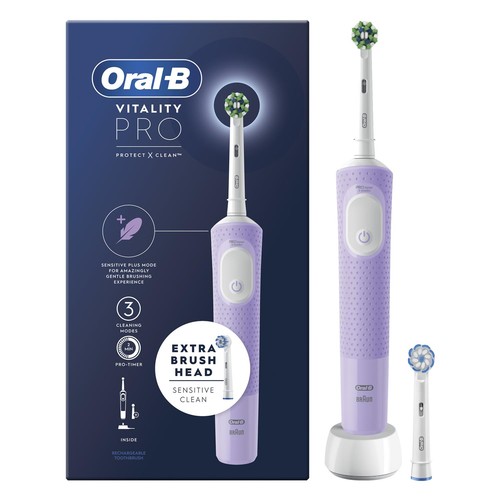 Oral-B Vitality Pro Cepillo de Dientes Eléctrico Recargable con 2 Cabezales de Cepillo, Lila - Imagen 11 de 11