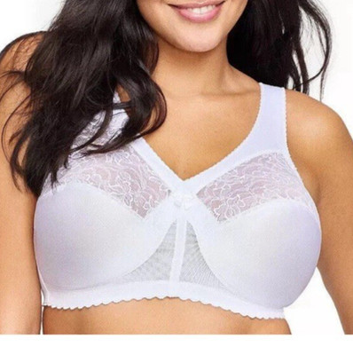 Size 42F White Glamorise MagicLift Wireless Support Bra 1000 Wire Free