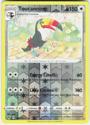 Toucannon Reverse Holo Rare SWSH04: Vivid Voltage 145/185 NM