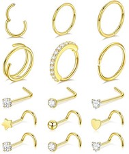 Leocuci Nose Piercings Studs Hoop Rings for Women Jewelry Gold