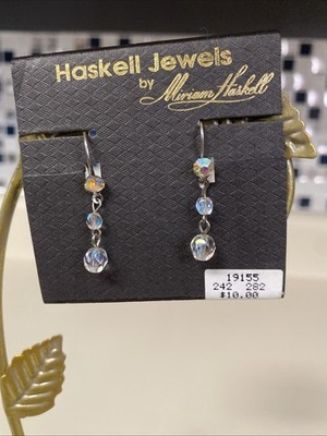 Haskell Jewels miriam haskell earrings Crystal Dangle Iridescent