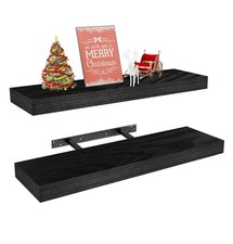 Floating Shelves for Wall 2 Set 24 Inch Black Mounted Storage Invisible