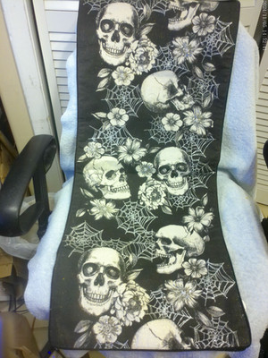 Bad To The Bone Halloween Skulls Spider Web Floral 14'' X 72'' Table Runner New
