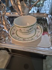 Bernardaud Limoges Artois Vert Tea Cup & Saucer France Floral Green Border