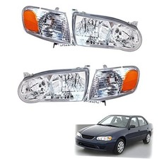 2-Pack Headlights Assembly Headlamps with Corner Signal Lamp Clear Lens Left