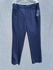 NWT CHAPS Womens Perfectly Polished Dress Pants SZ 12 Slim Leg Slimming Fit Blue