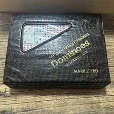 Set of 91 Tiles Double Twelve Professional Dominoes  Brown In Vinyl Snap Case