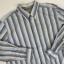 Eddie Bauer Mens XXL Blue Stripe Wrinkle Resistant Button Down Shirt 100 Cotton