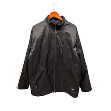 Nike Full Zip Windbreaker Jacket Men's Large Black White Stripe Fleece Lined