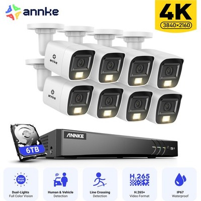 ANNKE 4K Security Camera System 8MP 8CH DVR Outdoor AI Color Night Outdoor IP67