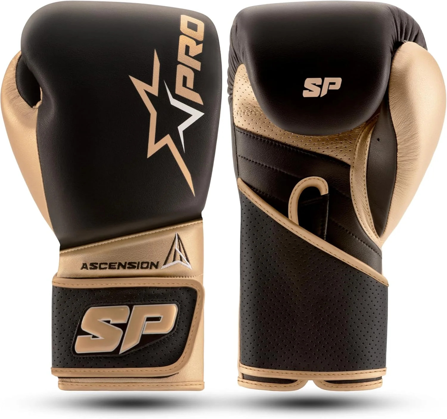 Gants de boxe 16oz en cuir microfibre haut de gamme pour entraînement intensif noir