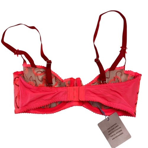 SAVAGE X FENTY Linking Hearts Unlined Lace Bra Pink Flash Pink Size 34DD- NWT - Picture 3 of 6
