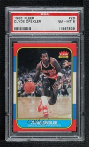 1986-87 Fleer Clyde Drexler #26 PSA 8 HOF
